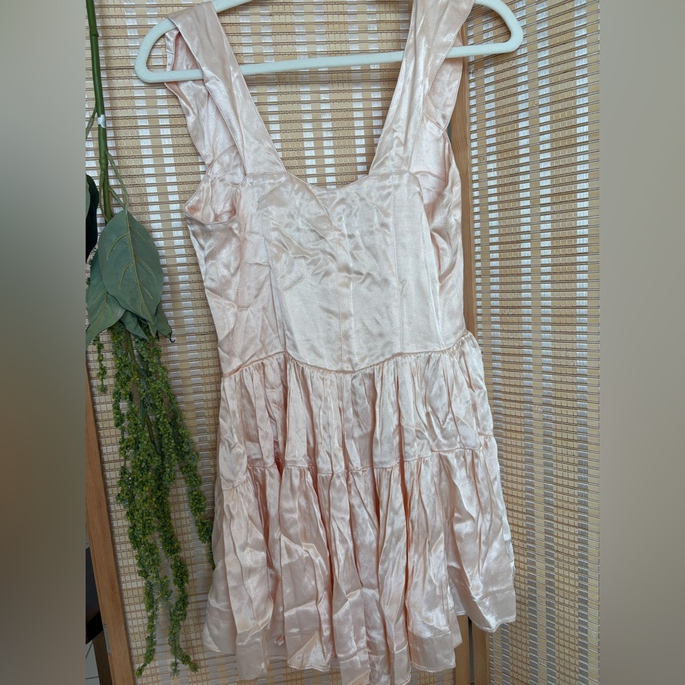 Vanessa Mooney The Elisabeth Romper Dress - Cream Satin - Picture 5 of 7